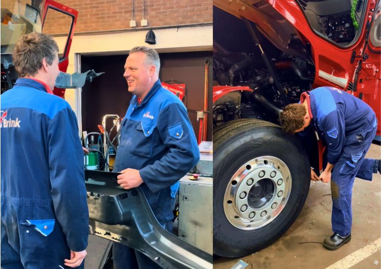 Opbouw nieuwe sleepwagen door monteurs St vd Brink